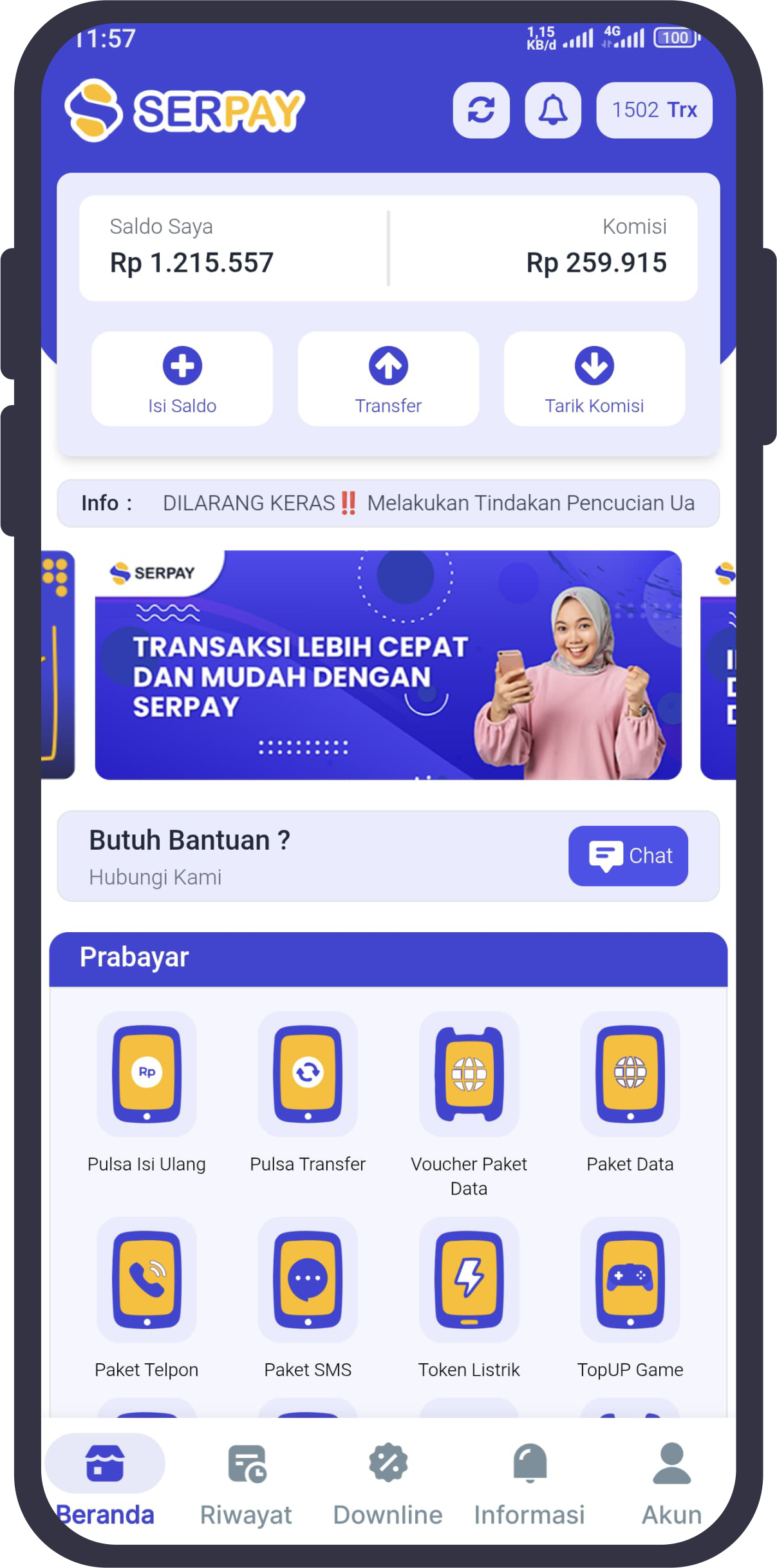 [Tangkapan layar aplikasi SERPAY]